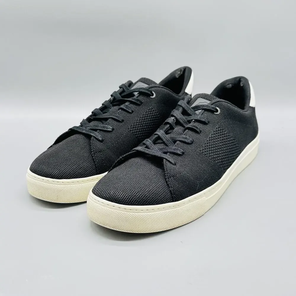 Greats Shoes Mens 10.5 Black White Knit Brooklyn Low Top Casual Lace Up Sneakers